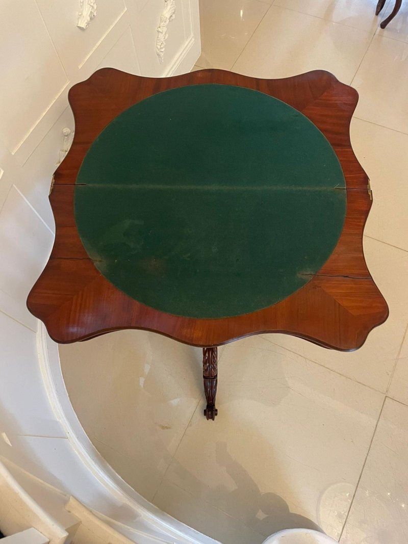 Antique Victorian Quality Figured Mahogany Card/Console Table - Image 11